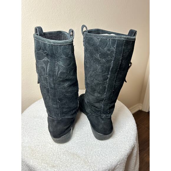 Coach Tulip Signature Logo Leather Suede Slip On Boots - Picture 4 of 12